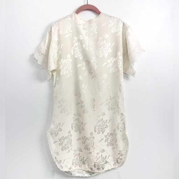 Vintage Victoria's Secret Gold Crown Label Lace Trim Satin Ivory Nightgown - Picture 6 of 16